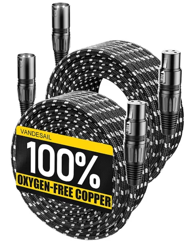 Miniatura 20 de Cable corto XLR, cable de micrófono de 1 pie, paquete de 2 unidades, toda la longitud de 6 pulgadas a 100 pies, cable de micrófono equilibrado