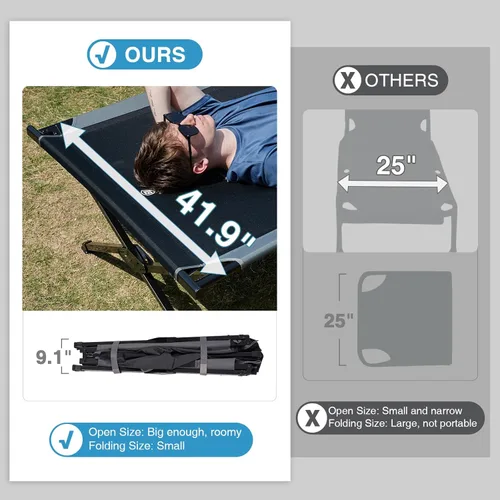 Miniatura 2 de EVER ADVANCED Catre de Campamento Extra Ancho para Adultos, Catres de Dormir de Tamaño Extragrande XXL, Cama Plegable con Bolsa de Transporte, 84.3