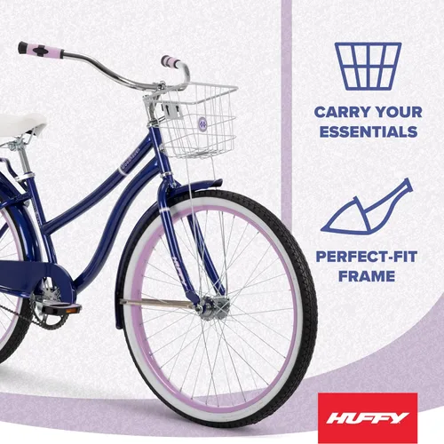 Miniatura 2 de Huffy Cruiser Bike, Fairmont or Woodhaven Model, 20/24/26 Inch Sizes, Perfect for Casual Rides, Ergonomic Design, Rear Rack and Basket on Woodhaven