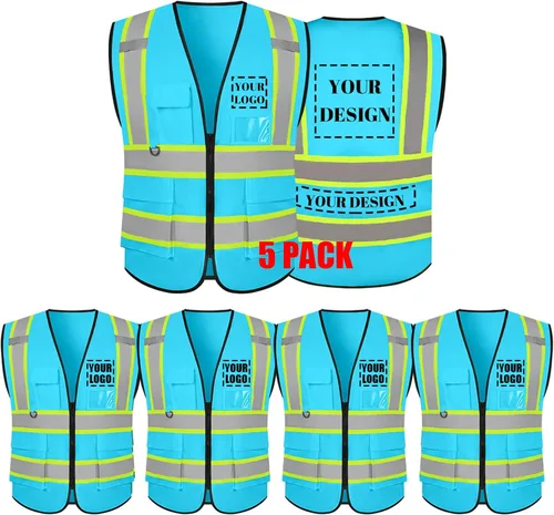 Miniatura 41 de Chaleco de seguridad reflectante de alta visibilidad con 5 bolsillos y cremallera clase 2 para adultos, unisex, ropa de trabajo de seguridad