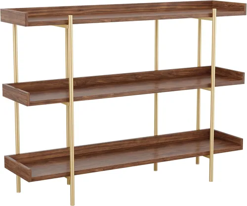 Miniatura 10 de Martha Stewart Emmett - Estantería de 3 estantes con marco de metal vertical, unidad de almacenamiento para oficina en casa, 35 pulgadas de alto