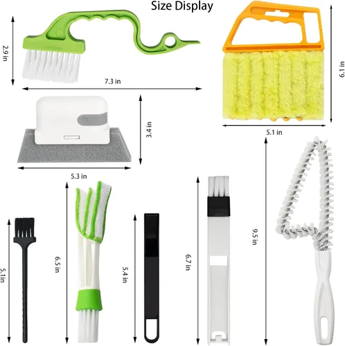 Miniatura 7 de 8 piezas de herramientas de limpieza de ranuras de mano, cepillos de limpieza de hendiduras para puertas y ventanas, limpiadores de ciegos, cepillo