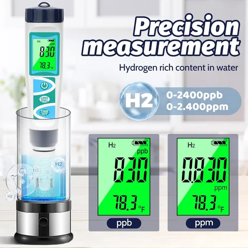 Miniatura 2 de Probador de agua de hidrógeno Medidor de pH para agua potable pH multifuncional H2 ORP TDS EC Probador de temperatura de precisión Probador