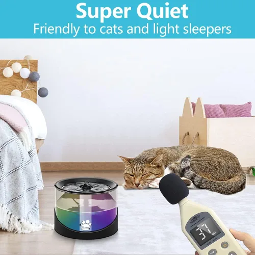Miniatura 2 de Kastty Fuente de agua para gatos, fuente de agua para gatos en interiores, dispensador de agua para gatos de 2.2 L/74 onzas, súper silenciosa, bomba