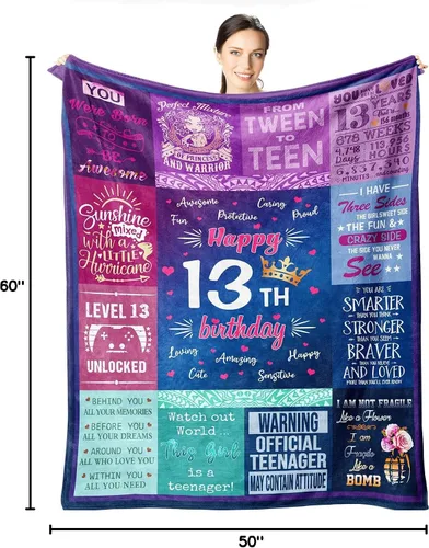Miniatura 9 de Regalos de cumpleaños número 13 para niñas - Mejores regalos para niñas de 13 años Manta de 50"x40" - Regalos para niña de 13 años - Niña