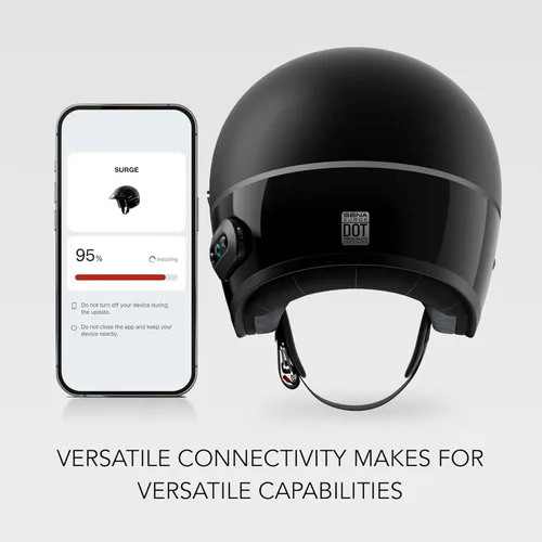Miniatura 4 de Sena Surge Mesh - Casco inteligente para motocicleta con intercomunicador habilitado, cara abierta (Blanco brillante/Negro mate, M)