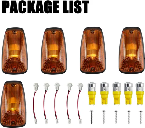 Miniatura 5 de Cab Maker - Base de luz de techo + 5 bombillas LED ámbar T10 194 168 5050 para Chevy/GMC C1500 C2500 C3500 K1500 K2500 K3500 1988-2000 camionetas