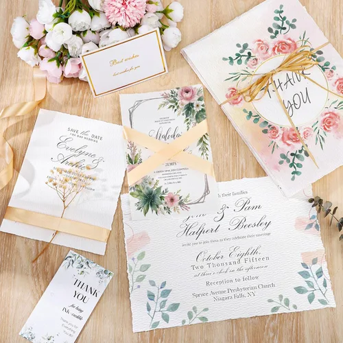 Miniatura 7 de 100 Hojas de Papel Acuarela 8.5 x 11, Papel de 300 g/m² con Borde Deshilachado Papel en Bruto/Texturizado Hecho a Mano para Acuarelas, Invitaciones