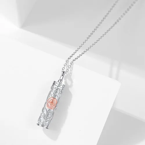 Miniatura 29 de Collar con colgante de urna de cenizas de cremación y árbol de la vida para mujer, plata de ley US1