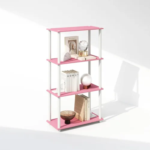 Miniatura 18 de Furinno Turn-N-Tube Estantes de almacenamiento, estante esquinero de 4 niveles, estante de exhibición de montaje sin herramientas, estantería