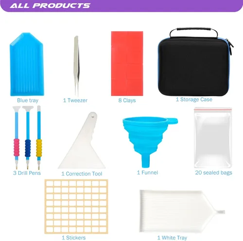 Miniatura 6 de MoeeBtee Contenedores de almacenamiento de pintura de diamantes, 30 ranuras, accesorios de pintura de diamantes con herramientas para organizador