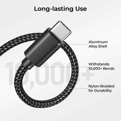Miniatura 3 de Basesailor Cable de carga USB a USB C para iPhone 17 y 16 Pro Max, cable de alimentación de carga tipo C para Apple 17e 15, iPad 10 Air 4 5, Samsung