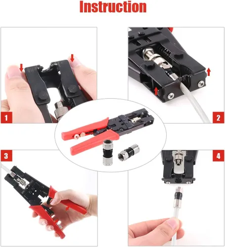 Miniatura 4 de Hilitchi Crimpadora de cable coaxial con manual de instrucciones Conector de compresión multifuncional Herramienta de crimpado coaxial ajustable