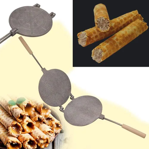 Moldeador de gofres dulces para hornear galletas rusas forma de aleación de aluminio para hornear + libro de colores con recetas rusas