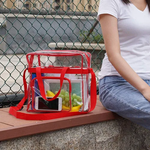 Miniatura 7 de Clearworld Bolsa transparente aprobada para estadios, transparente de 12 x 12 x 6 pulgadas, con bolsa frontal para accesorios para viajes, gimnasio