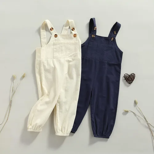 Miniatura 2 de Rtnnsbbfcm Overol de algodón y lino para bebé, niño, niña, pantalones largos, de una pieza, overol de verano y otoño