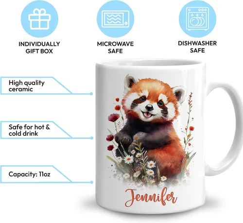 Miniatura 3 de Hyturtle Regalos personalizados para amantes del panda rojo, con texto en inglés «Just A Girl Who Loves Red Pandas», taza de café de cerámica