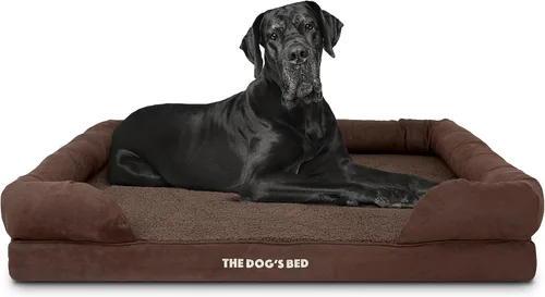 Miniatura 21 de The Dog's Bed - Cama ortopédica de espuma viscoelástica para perros medianos, colchón de soporte de alta densidad, entrada frontal baja, funda negro