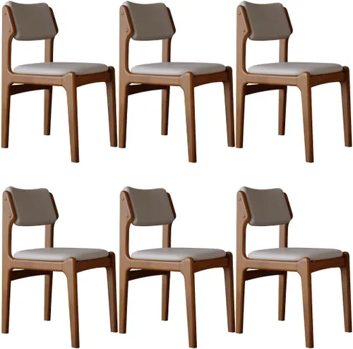 Miniatura 55 de YVYKFZD Wooden Dining Chairs Set, Leather Dining Room Chair with Back, Upholstered Kitchen Chairs, Armless Living Room Chair, for Bedroom Offices