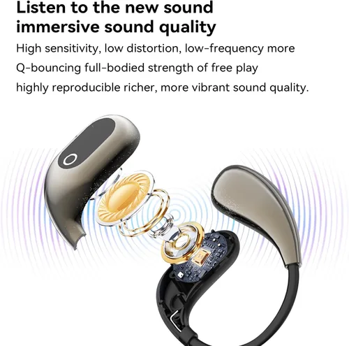 Miniatura 5 de OWS - Auriculares inalámbricos Bluetooth 5.4, auriculares inalámbricos con ganchos para las orejas y micrófono, IPX5 impermeable, rango 64H
