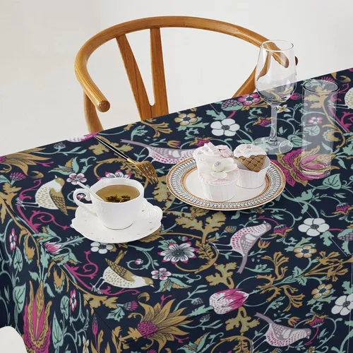 Miniatura 278 de Mantel Floral Retro de Pájaros, Diseño Original Bohemio William Morris Estampado Cubierta de Mesa para Hogar Picnic Fiesta Comedor Cocina William