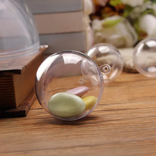 Miniatura 3 de 10 bolas decorativas de plástico transparente de relleno de 2.75 pulgadas, bola transparente para manualidades, Navidad, cumpleaños, boda, fiesta