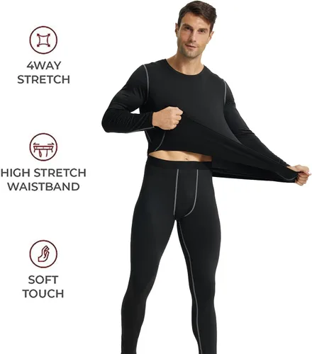 Miniatura 3 de LANBAOSI Conjunto de ropa interior térmica para hombre, conjunto de pantalones largos con forro polar, capa base cálida, trajes de compresión