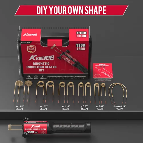 Miniatura 3 de Calentador de inducción de 1500 W 110 V, extracción de pernos, herramienta de calentador de inducción magnética de mano con 12 bobinas