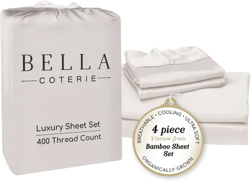 Miniatura 20 de Bella Coterie - Juego de sábanas de lujo de viscosa de bambú para cama tamaño split king 2 sábanas ajustadas para camas Sleep Number y camas 06