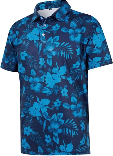ELETOP Polo de golf para hombre, manga corta, absorbe la humedad, polos tropicales hawaianos, camisas de golf de rendimiento para hombre, ajuste seco