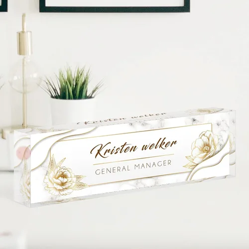 Miniatura 30 de Placa de nombre de escritorio personalizada, placas de identificación de vidrio acrílico personalizadas para escritorios, placa de identificación