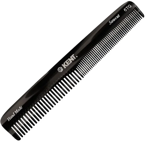 Kent Peine de pelo de dientes finos y dientes anchos 6T G, peine de peinado hecho a mano para el cuidado del cabello, peines de peluquería, peines