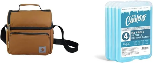 Carhartt Carhartt Brown - Bolsa térmica de almuerzo con doble compartimento y ajuste y fresco XL Cool Coolers congelador, bolsa de hielo delgada