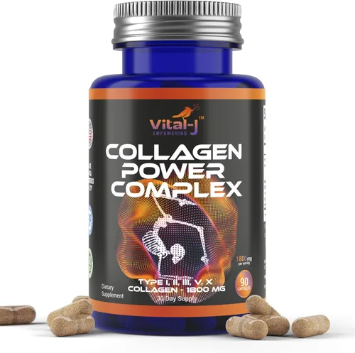 Péptidos de colágeno 5 en 1 de 1800 mg, 90 cápsulas - Tipo I, II, III, V, X - Suplementos de colágeno cápsulas para mujeres y hombres - Proteína