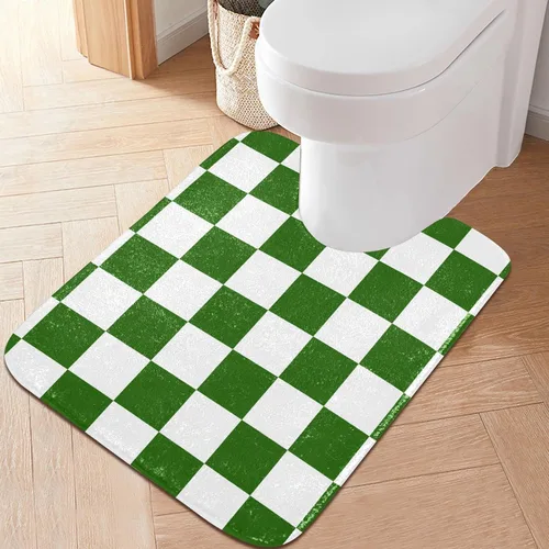Miniatura 12 de Tapete de baño a cuadros negros y morados, suave, absorbente, lavable, tapete de baño para suelo de baño, tapete de baño antideslizante para baño