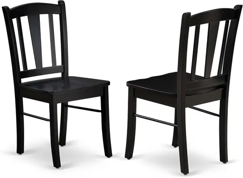 East West Furniture DLC-BLK-W Dublin - Sillas de comedor de cocina, sillas de madera con respaldo de listones, juego de 2, color negro