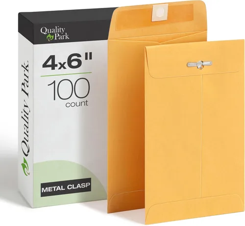 Miniatura 17 de Quality Park 6 x 9 Sobres con cierre, cierres con broche y engomados para almacenar o enviar por correo, papel kraft de 28 lb, 100 por caja
