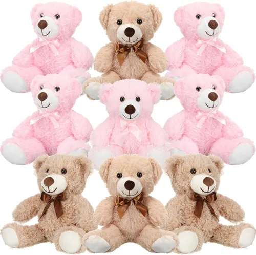 Zhanmai Paquete de 9 lindos animales de peluche de osos de 14 pulgadas a granel para regalo de San Valentín, graduación, baby shower, fiesta de