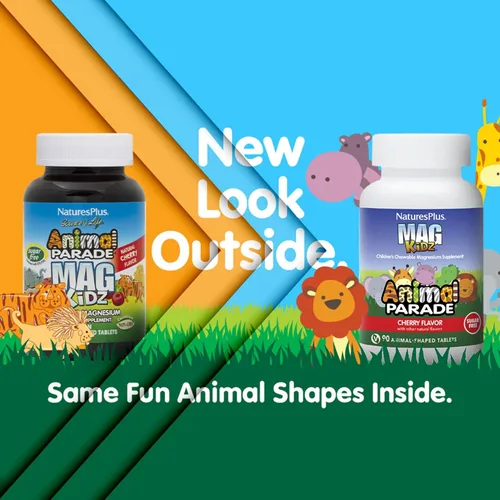 Miniatura 2 de NaturesPlus Animal Parade MagKidz, sabor a cereza natural, 90 tabletas masticables con forma de animal, paquete de 2, apoyo para la salud ósea