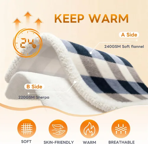 Miniatura 8 de Gracelife Manta de forro polar Sherpa para sofá, manta de felpa mullida y cálida para mujeres y hombres, acogedora manta gruesa y suave tamaño Gris