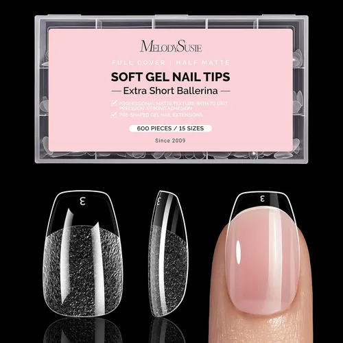 Miniatura 20 de MelodySusie Pegamento de uñas de gel 9 en 1 sin TPO para puntas de uñas postizas, 2 unidades de 0.5 fl oz de luz UV de larga duración requerida