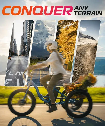 Miniatura 6 de ANCHEER Triciclo eléctrico para adultos, triciclo eléctrico plegable de pico de 600 W, bicicleta eléctrica de 24 pulgadas y 499 Wh para personas