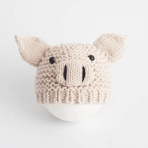 Miniatura 7 de Sombrero de punto para recién nacido, accesorios para fotografía de bebé, accesorios para fotos de cerdo de dibujos animados, color beige