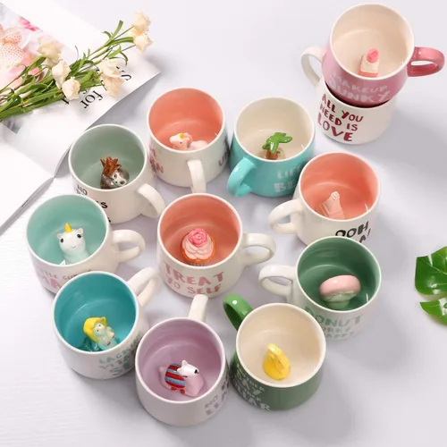 Miniatura 2 de Taza de café 3D con unicornio en el interior, linda figura de animal hecha a mano en cerámica, regalo para Navidad, cumpleaños o día de la madre