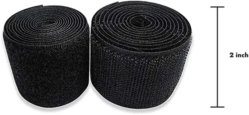 Miniatura 2 de Cinta de velcro para coser de 2 pulgadas de ancho, color negro, no adhesiva, 1 yarda de longitud, cinta de nailon negro con gancho y bucle, juego