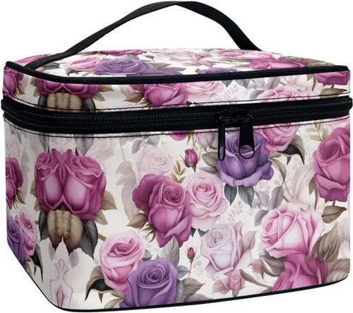 Miniatura 33 de Flashideas Bolsa de maquillaje para cosméticos Almacenamiento vertical Bolsa de maquillaje de viaje de gran capacidad, Caballo Azteca 1