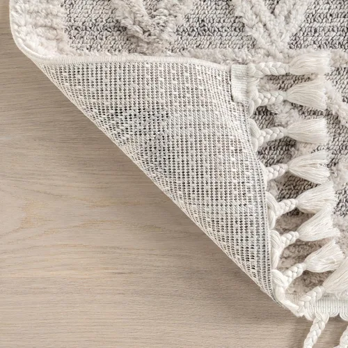 Miniatura 5 de nuLOOM Alfombra de Área Ansley Marroquí con Borlas de 2 x 6 pies, Gris, diseño bohemio con textura alta-baja, pelo alto de felpa, resistente a