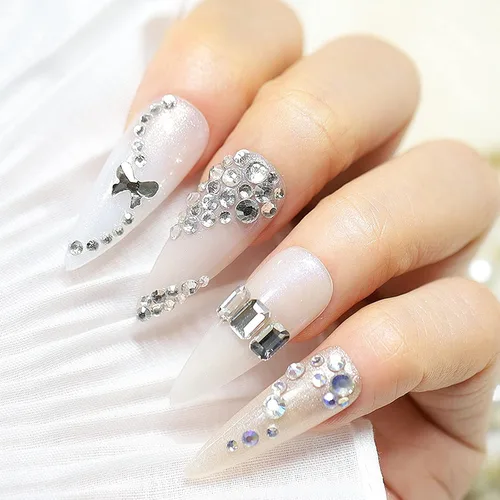 Miniatura 6 de Juego de 4880 diamantes de imitación para uñas, juego de diamantes de imitación de cristal blanco para uñas, cuentas redondas para uñas, piedras