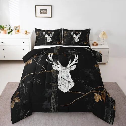 Miniatura 14 de Feelyou Juego de edredón de caza de patos para niñas y niños, edredón de patos de malardo, juego de ropa de cama de caza y pesca, juego de edredón