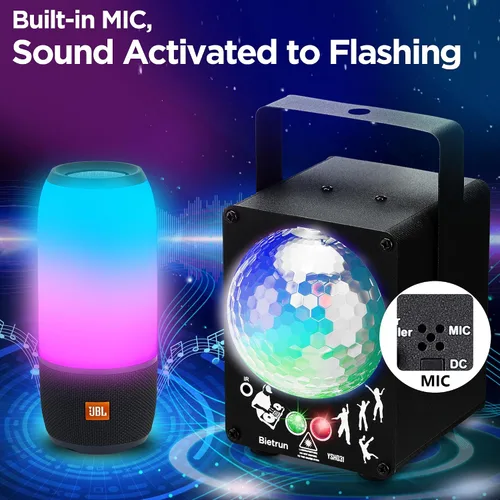 Miniatura 6 de Luz de escenario de discoteca para fiesta, luces estroboscópicas activadas por sonido, luces LED RGB intermitentes con control remoto para fiestas